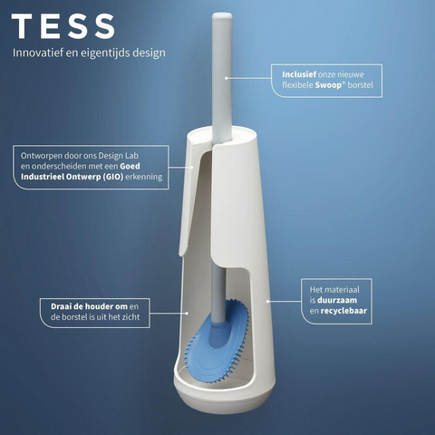 Tiger Tess Toiletborstelhouder vrijstaand met Swoop® borstel flexibel Wit Lichtgrijs SW877651