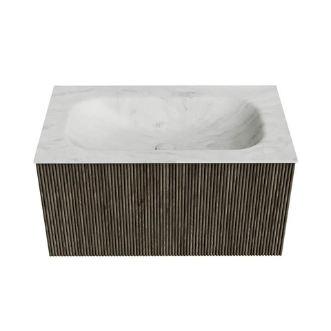 Mondiaz KURVE-DLUX Ensemble de meuble de salle de bains - 80x46x40cm - 1 tiroir - lavabo solid surface - central - 1 trou de robinet - Shadow SW1416092