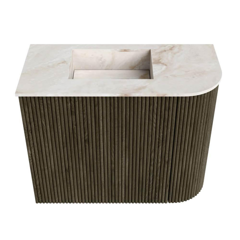 Mondiaz JOYA-DLUX Meuble de toilette 51,6cm - arrondi droit couleur Shadow - Vasque FAYE position Gauche Sans trou de robinet couleur Frappe SW1422737