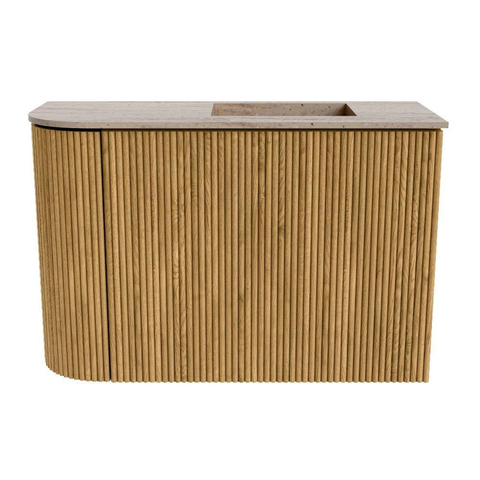Mondiaz JOYA-DLUX Meuble de toilette 61,6cm - arrondi gauche couleur Chêne - Vasque FAYE position Droite Sans trou de robinet couleur Saba SW1424195