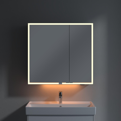 Villeroy & Boch My View Now My view spiegelkast - 80x75cm - 2 deuren - 3 contactdoos LED - zilver SW641561