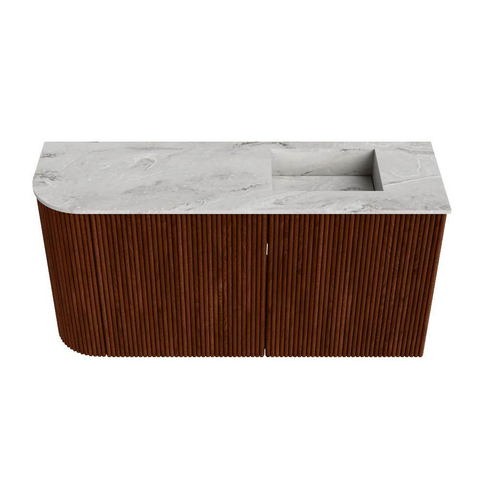 Mondiaz JOYA-DLUX 81.6cm toiletmeubel - ronding links kleur Ruby - Wastafel FAYE positie Rechts 1 kraangat kleur Glace. SW1423561
