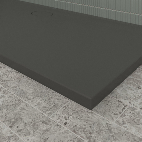 Villeroy & Boch Ecora douchebak - 180x80x3.5cm - afvoer lange zijde - anthracite (antraciet) SW1558915