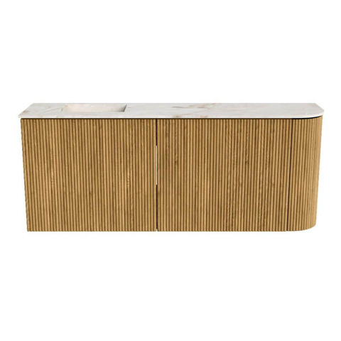 Mondiaz JOYA-DLUX 101.6cm meuble de salle de bains - arrondi droit couleur Oak - Vasque FAYE position Gauche 1 trou de robinet couleur Frappe. SW1421939