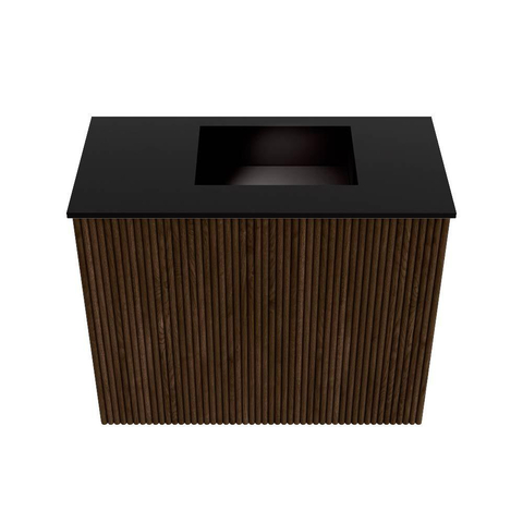 Mondiaz JOYA 50cm meuble de toilette - couleur Walnut - Vasque FAYE position Droite Sans trou de robinet couleur Urban SW1421365