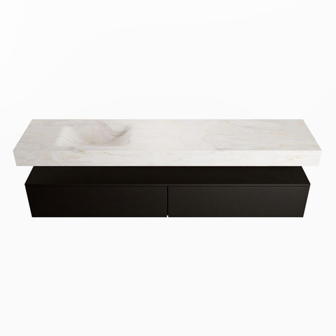 Mondiaz ALAN-DLUX Ensemble de meuble - 200cm - meuble Urban mat - 2 tiroirs - Lavabo Cloud Ostra suspendu - vasque Gauche - 1 trou de robinet SW807287