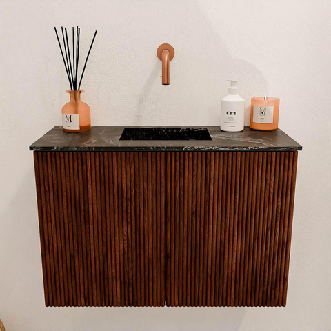 Mondiaz JOYA-DLUX 60cm toiletmeubel - kleur Ruby - Wastafel FAYE positie Midden Zonder kraangat kleur Lava. SW1423612