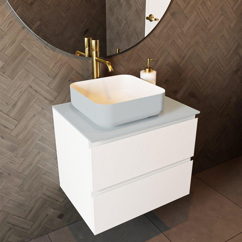 Mondiaz TOP 46 Topblad - 50x46x0.9cm - geschikt voor afdekplaat - Solid surface - Clay SW1020343