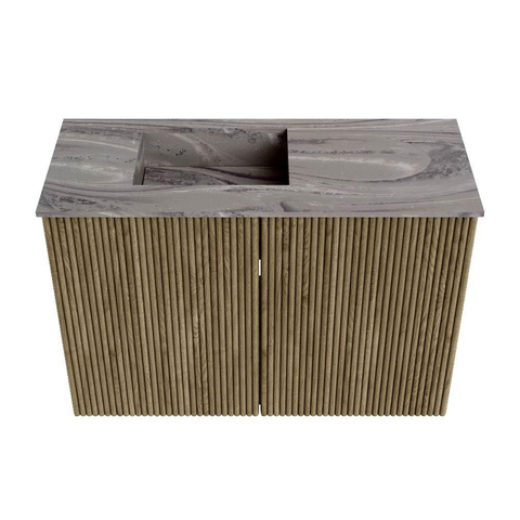 Mondiaz JOYA-DLUX 60cm toiletmeubel - kleur Dusk - Wastafel FAYE positie Links 1 kraangat kleur Sombra. SW1426125