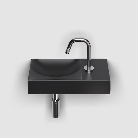 Clou Vale lave-mains - 38x19x7cm - rectangulaire - céramique - trou robinet droite - noir mat SW451469