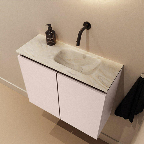MONDIAZ TURE-DLUX Meuble WC 60cm Rosee. EDEN vasque Ostra position à droite. Sans trou de robinet. SW1105036