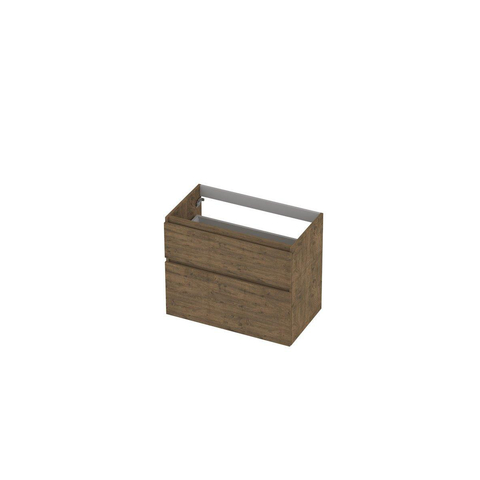 Ink meuble 2 tiroirs sans poignée décor bois avec cadre tournant en bois symétrique 80x65x45cm chêne naturel SW693178