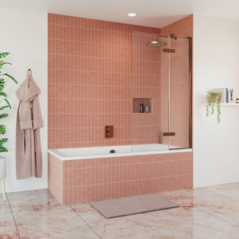 Crosswater Optix 10 Badwand - 90x150cm - 2-delig - links - 180graden - gecoat geborsteld brons SW928120