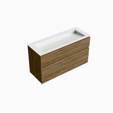 Mondiaz XABI Ensemble meuble de salle de bains - 120cm - meuble sous-vasque Chai - 2 tiroirs - lavabo AVON central - sans trou de robinet - Talc SW1220460