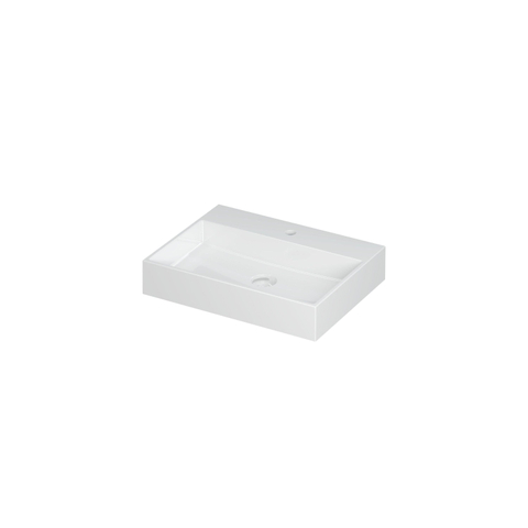 Ink United lavabo - 60x45x11cm - vasque centrée - 1 trou de robinet - blanc brillant SW207312