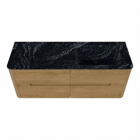 Mondiaz CIRO-DLUX Badkamermeubelset - 130x45x50cm - Solid surface wastafel Lava - 1 wasbak Rechts - 1 kraangat - 4 lades - Oak SW1531092