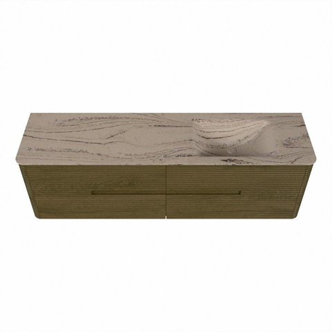 Mondiaz CIRO-DLUX Badkamermeubelset - 170x45x50cm - Solid surface wastafel Arena - 1 wasbak Rechts - zonder kraangaten - 4 lades - Dusk SW1533123