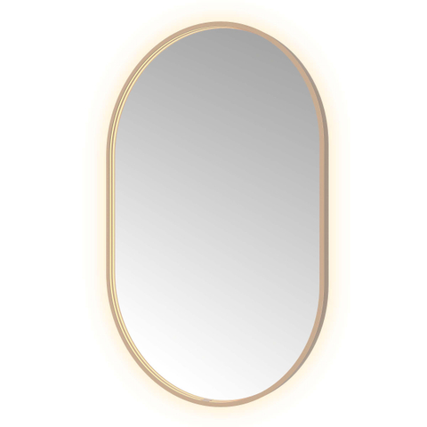Hotbath &MORE Spiegel Oval - 80x120cm - direct en indirect LED - spiegelverwarming - dimbaar - met afstandsbediening - PVD - geborsteld koper SW1245622