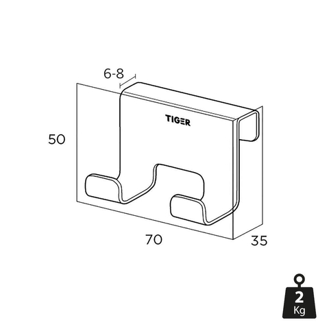 Tiger Caddy Handdoekhaak - voor glaswand - 6-8mm - Chroom SW877203