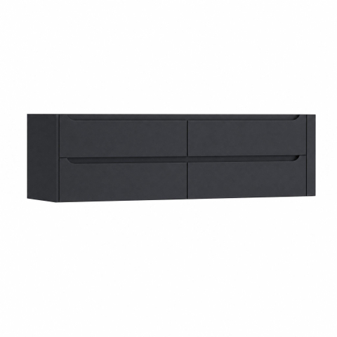 H&R Badmeubelen Juice Wastafelonderkast - 180x45x50cm - rechterhoek afgerond - 4 lades - geïntegreerde greep - Dark blue mat SW1491391