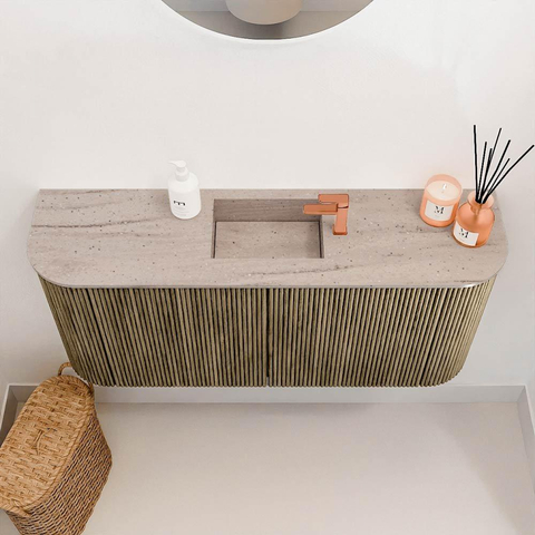 Mondiaz JOYA-DLUX 93.2cm toiletmeubel - ronding links en rechts kleur Dusk - Wastafel FAYE positie Midden 1 kraangat kleur Saba. SW1426100