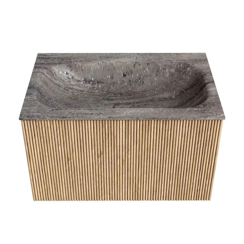 MONDIAZ KURVE-DLUX 70cm badmeubel kleur Oak met 1 lade en 0 deuren. Wastafel BIG SMALL Midden 1 kraangat Oza. SW1432620