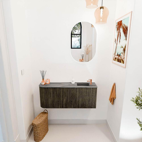 Mondiaz JOYA-DLUX 101.6cm toiletmeubel - ronding links kleur Shadow - Wastafel FAYE positie Rechts 1 kraangat kleur Sombra. SW1425242