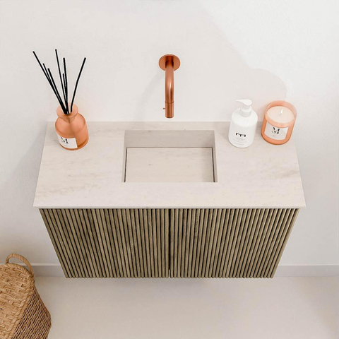 Mondiaz JOYA-DLUX 60cm meuble de toilette - couleur Dusk - Vasque FAYE position Milieu Sans trou de robinet couleur Meli. SW1425809