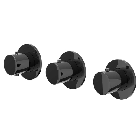IVY Bond ensemble de douche pluie encastré – douche de tête slim Ø 30 cm – bras de plafond 15 cm – douchette satin spray – noir chrome brillant SW1034737