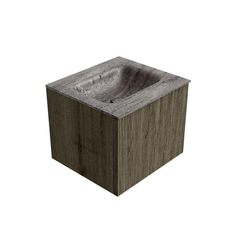 MONDIAZ KURVE-DLUX 50cm badmeubel kleur Shadow met 1 lade en 0 deuren. Wastafel GRUNNE Midden 1 kraangat Oza. SW1432497