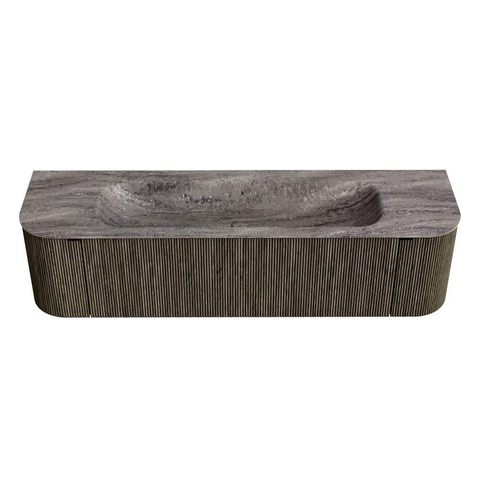 MONDIAZ KURVE-DLUX 170cm meuble de salle de bains arrondi Gauche + Droite couleur Shadow avec 1 tiroir et 2 portes. Lavabo BIG LARGE Central sans trou de robinet Oza. SW1432909