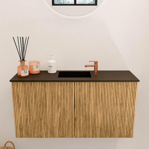 Mondiaz JOYA 80cm meuble de toilette - couleur Chêne - Vasque FAYE position Milieu 1 trou de robinet couleur Urban SW1421177