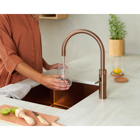 Quooker Fusion Round kokendwaterkraan - draaibare uitloop - Combi+ reservoir - Warm / kokend water - Rosé Koper SW968356
