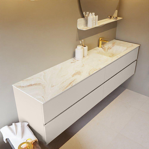 MONDIAZ VICA-DLUX Ensemble meuble de salle de bains - 200cm - meuble bas linen - 4 tiroirs - lavabo encastré cloud à droite - 1 trou de robinet - version hauteur 60cm - frape SW1088980