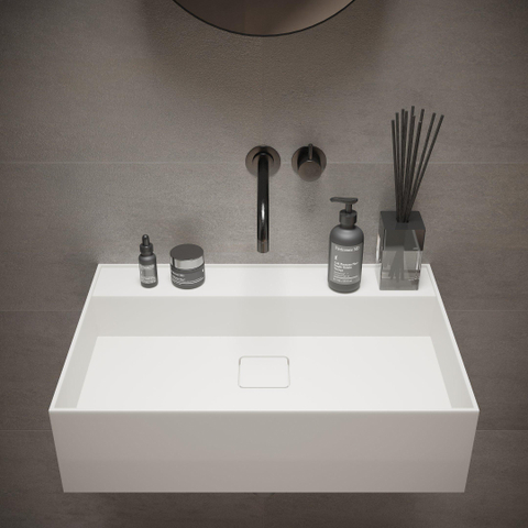 Ideavit SolidBliss Wastafel 60x40x16cm 0 kraangaten Solid surface mat wit SW420096