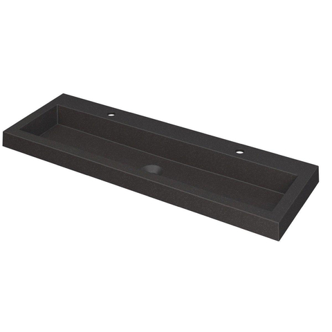 Ink dock lavabo 120x6x40cm 2 trous pour robinet 1 évier quartz noir SW68567
