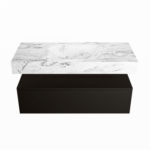 Mondiaz ALAN-DLUX Ensemble de meuble - 110cm - meuble Urban mat - 1 tiroir - Lavabo Cloud Glace suspendu - vasque Centre - 0 trous de robinet SW804959