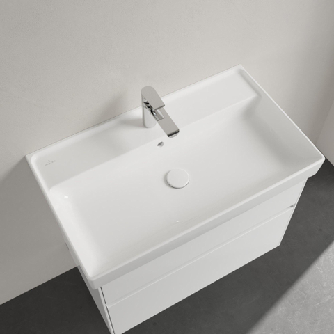 Villeroy & Boch Collaro meubelwastafel - 80x47cm - met overloop - 1 kraangat CeramicPlus - White Alpine (glans wit) SW358314