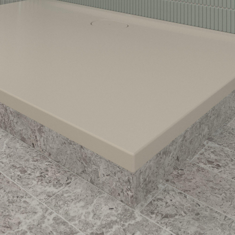 Villeroy & Boch Ecora douchebak - 140x90x3.5cm - afvoer lange zijde - almond (beige) SW1558957