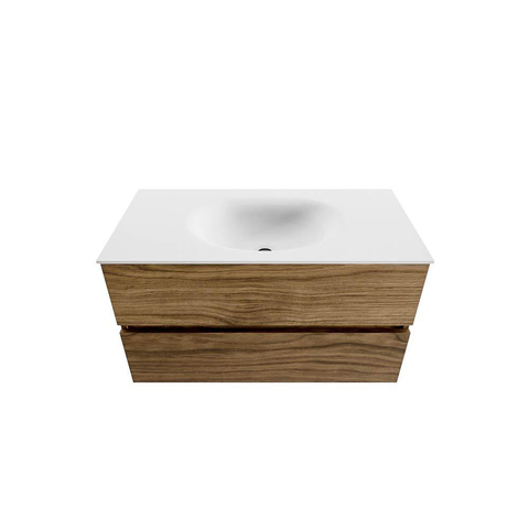 Mondiaz VICA meuble sous lavabo de salle de bains - 90cm - 2 tiroirs - lavabo Moon Talc - sans trou de robinet - Chai SW1187262