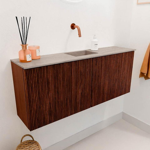 Mondiaz JOYA-DLUX 100cm toiletmeubel - kleur Ruby - Wastafel FAYE positie Midden Zonder kraangat kleur Saba. SW1425600
