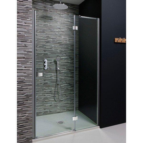 Crosswater Design New draaideur vast paneel 100x195cm zilver profiel helder glas SHOWROOMMODEL SHOW24184