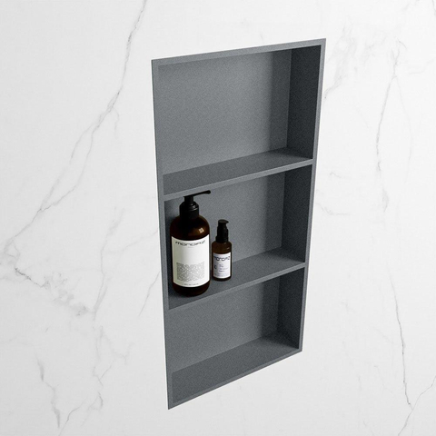 MONDIAZ EASY Niche - 59,5x29,5cm - adaptée pour encastré ou en saillie - 3 compartiments - couleur Plata | Plata SW1017047