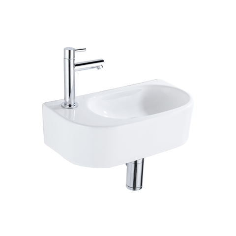 QeramiQ Fuente pack lave-mains – demi-rond – 40 x 21,5 x 12 cm – perçage à gauche – robinet chromé SW1232776