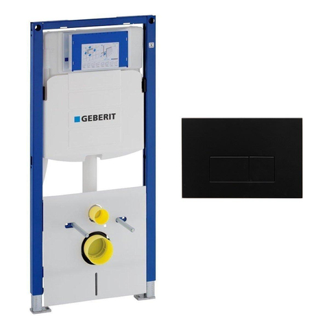 Geberit Duofix Element - UP320 - QeramiQ metal bedieningsplaat - wand - 112cm - rechthoekige knoppen - metaal - mat zwart SW976100