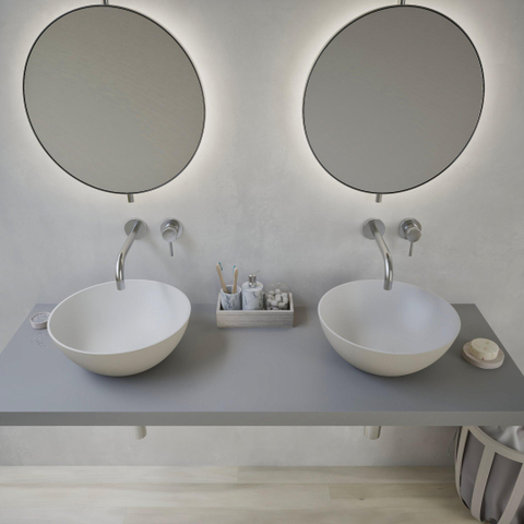 Ideavit Solidthin vasque à poser - 39x39x14.5cm - Solid surface - Ronde - Gris mat SW857492