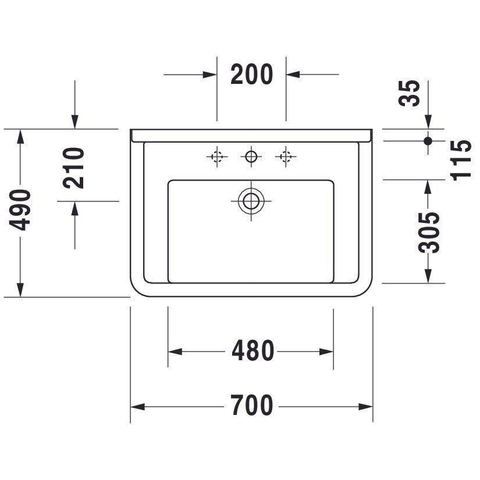 Duravit Starck 3 Philippe Starck - 3 meubelwastafel - 70x49cm - met wondergliss - wit 0316474
