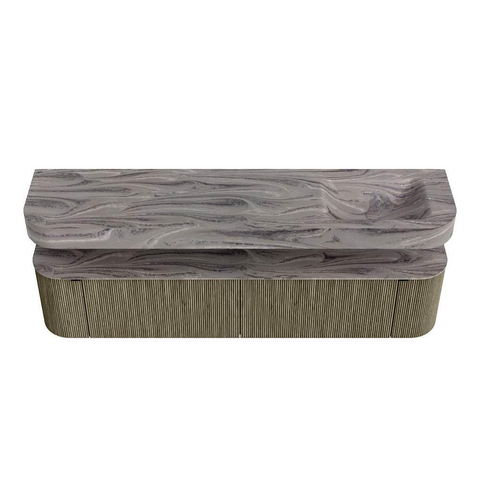 MONDIAZ THOR-DLUX Meuble de salle de bains - 200cm - arrondi gauche + droite - couleur Shadow - 2 tiroirs et 2 portes - Vasque suspendue CLOUD Droite 1 trou de robinet couleur Sombra SW1467294