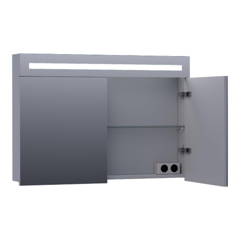 BRAUER Promise Armoire de toilette 100x70x15cm éclairage intégré rectangulaire 2 portes pivotantes MDF Gris Mat SW371596