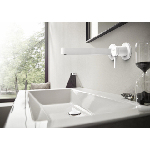 Hansgrohe Finoris 1 greeps wastafelkraan - inbouw - voorsprong 228 mm - met afvoerplug - mat zwart SW651252